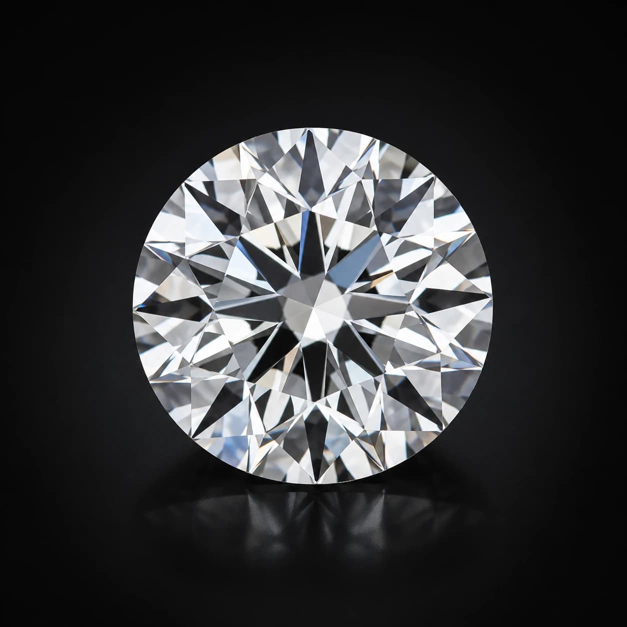 Diament laboratoryjny Round Brilliant na ciemnym tle premium — luksusowe zbliżenie