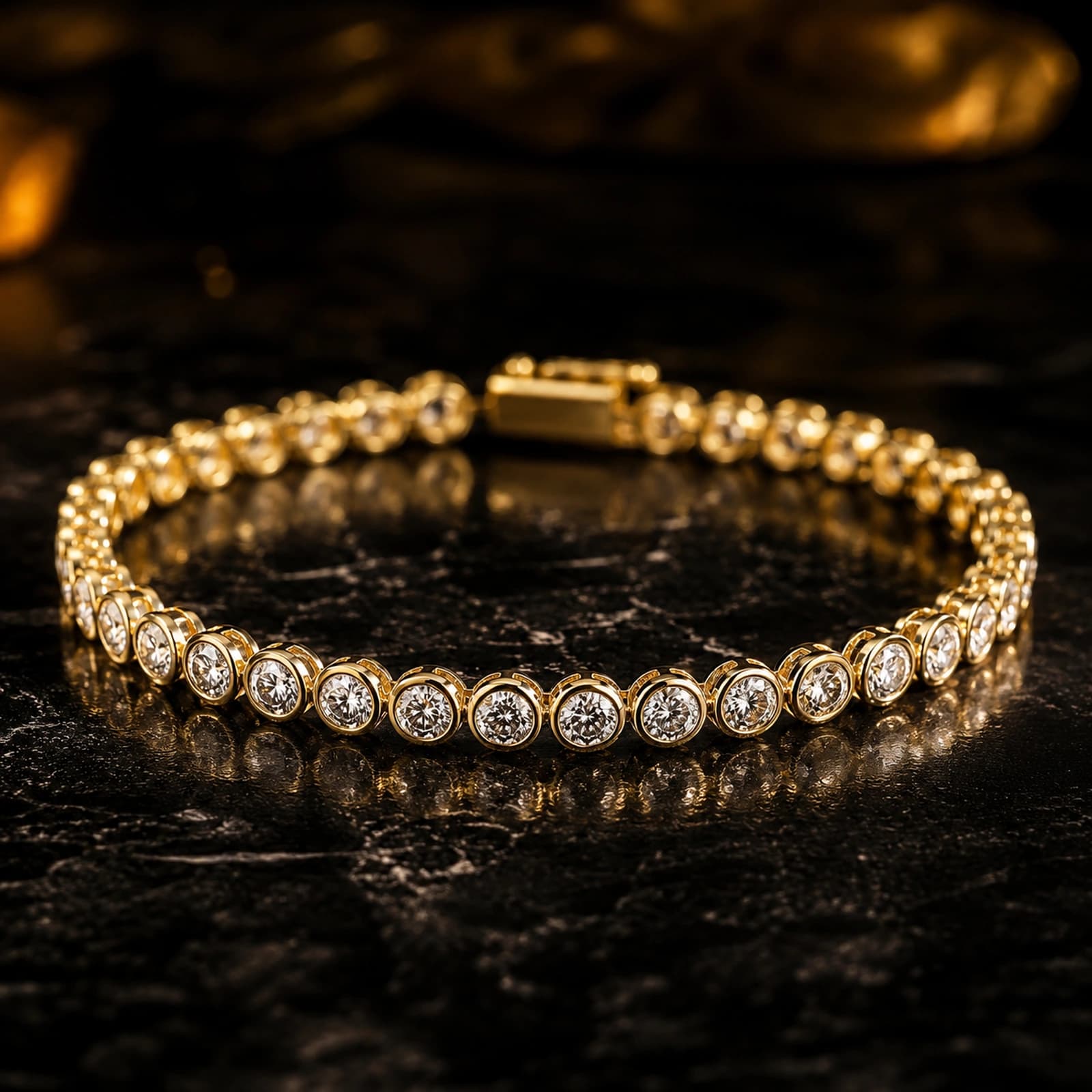 Bransoletka tenisowa bezel 2.00 ct total 14K żółte złoto