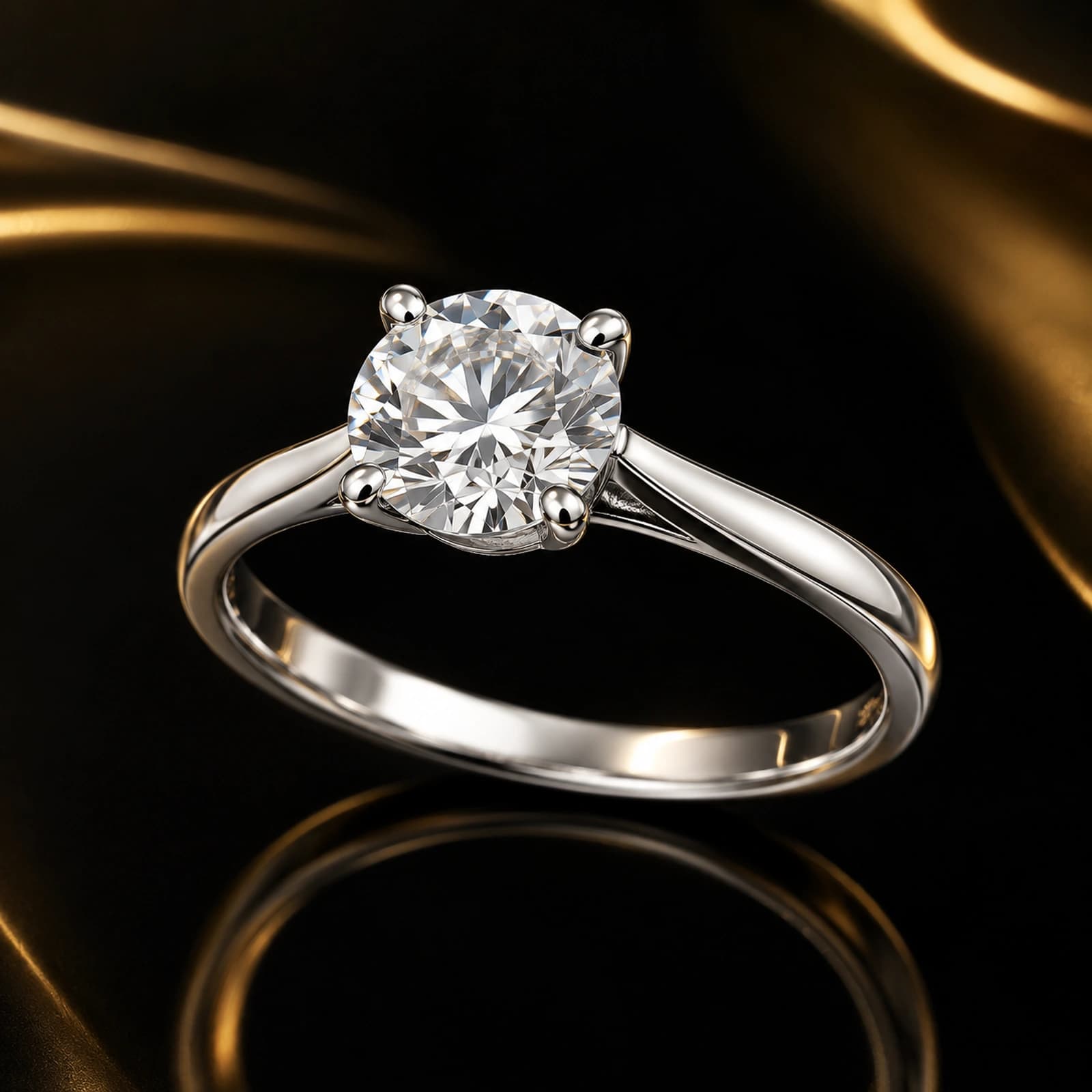 Pierścionek tapered solitaire 1.00 ct 14K białe złoto