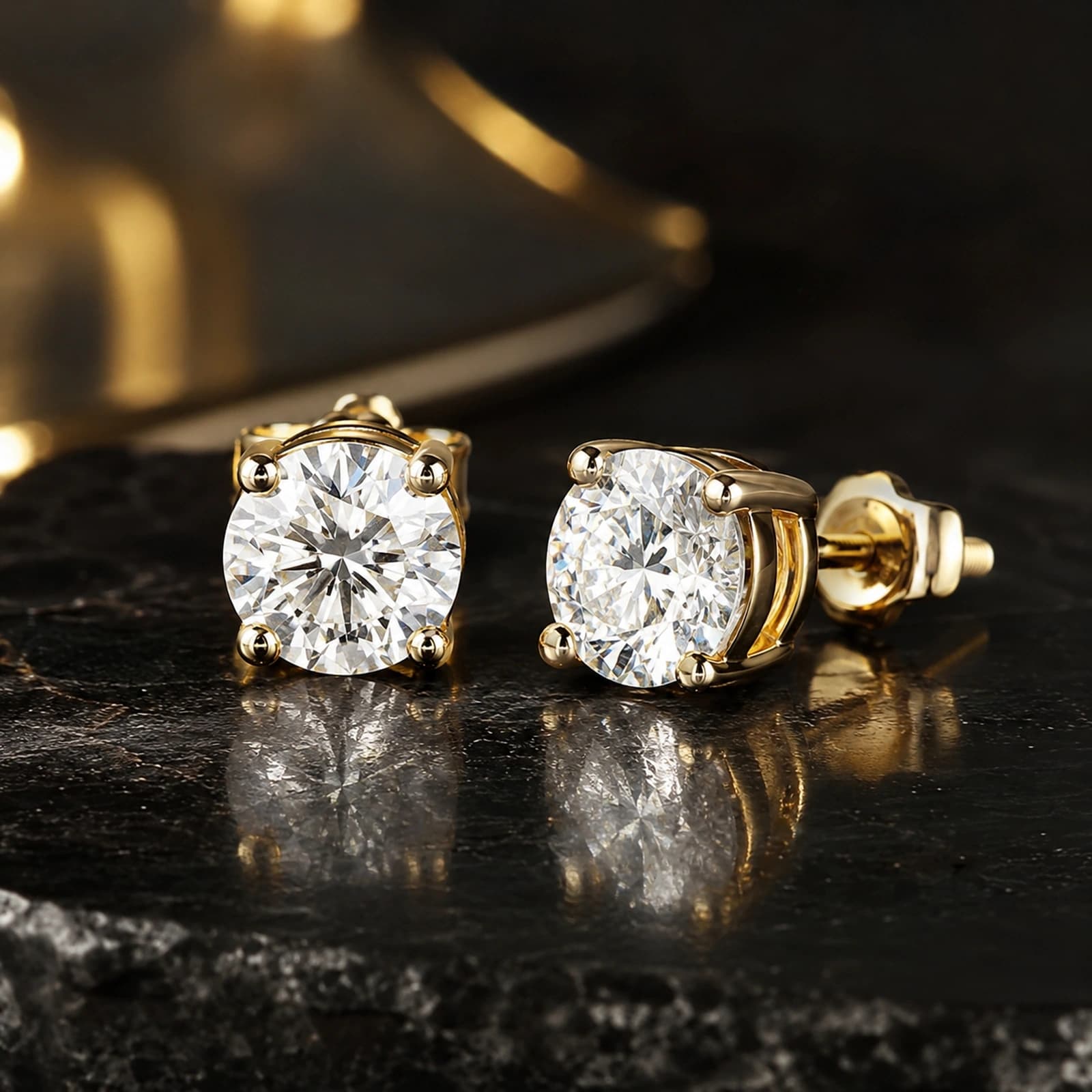 Kolczyki sztyfty basket 1.00 ct total 14K żółte złoto