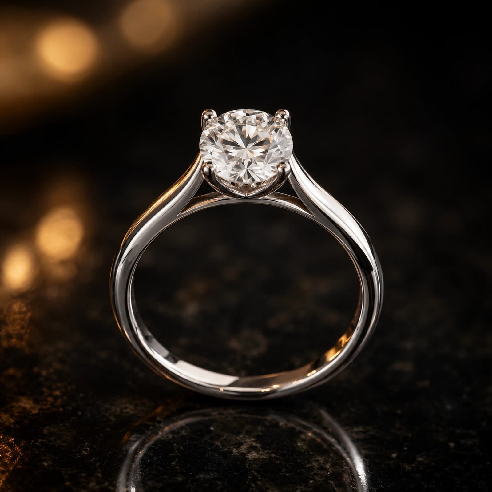 Pierścionek cathedral solitaire 1.00 ct 14K białe złoto
